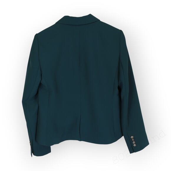 Sz8 AnnTaylor TheShorter OneButton Blazer SlateGreen FluidCrepe Suitwear RTO - Picture 12 of 15